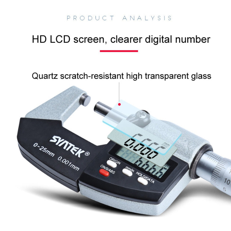 Digital Display Outer Diameter Micrometer 0.001mm High Precision Electronic Spiral Micrometer Thickness Gauge, Model:0-25mm - Consumer Electronics by buy2fix | Online Shopping UK | buy2fix