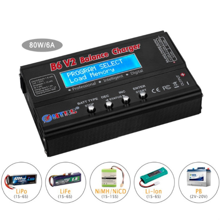 HTRC B6 V2 Balance Charger Intelligent Model Airplane Lithium Battery Charger, EU Plug - Charger by HTRC | Online Shopping UK | buy2fix