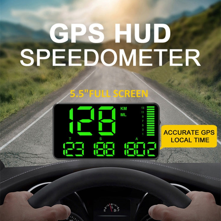 Kingneed C90 5.5inch HUD Car Head-up Display GPS Car Universal Mileage Speed Meter Speeding Alarm / GPS Satellite Speed Measurement(Black) - Head Up Display System by Kingneed | Online Shopping UK | buy2fix