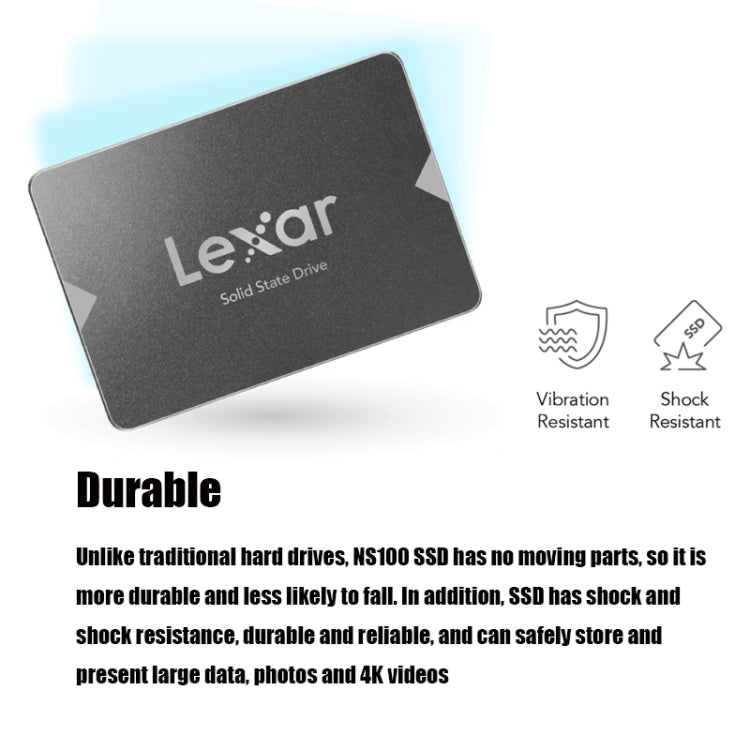 Lexar NS100 2.5 inch SATA3 Notebook Desktop SSD Solid State Drive, Capacity: 256GB(Gray) - External Solid State Drives by Lexar | Online Shopping UK | buy2fix