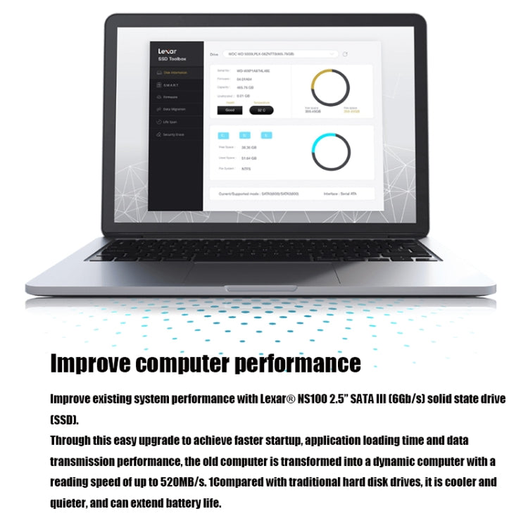 Lexar NS100 2.5 inch SATA3 Notebook Desktop SSD Solid State Drive, Capacity: 256GB(Gray) - External Solid State Drives by Lexar | Online Shopping UK | buy2fix