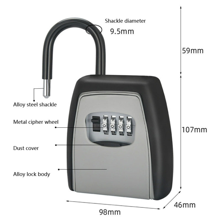 Password Key Box Four-digit Password Lock Padlock Type Free Installation Key Lock Box - Security by buy2fix | Online Shopping UK | buy2fix