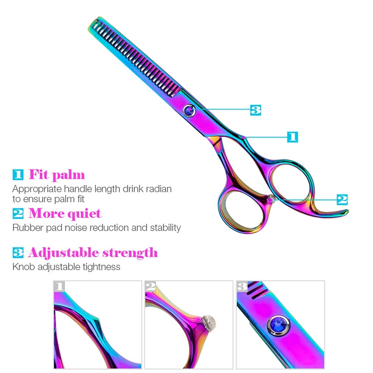 Professional Hair Cutting Scissor Hairdressing Kit Thinning Scissors Barber(Coloful Thinning（SXLC-603T)) - Hair Trimmer by buy2fix | Online Shopping UK | buy2fix