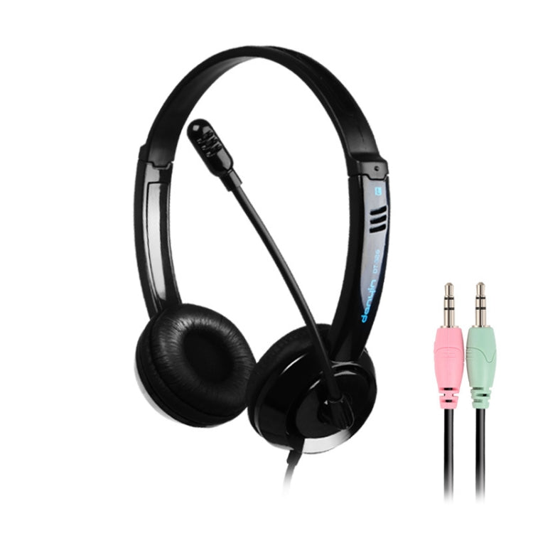 DANYIN DT326 Head-mounted Desktop Computer Children Learning Wire Headset with Microphone, Cable Length:1.8m, Style:3.5mm Two-hole(Black) - Multimedia Headset by Danyin | Online Shopping UK | buy2fix