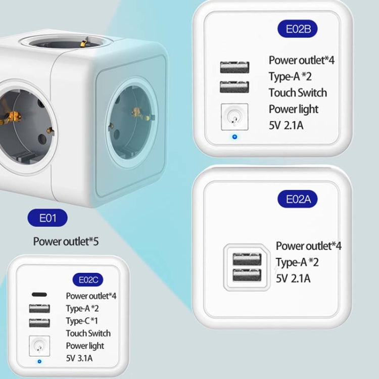 Creative Power Cube Socket Conversion Socket, EU Plug In-lineg Gray+U+Switch+C - Consumer Electronics by buy2fix | Online Shopping UK | buy2fix