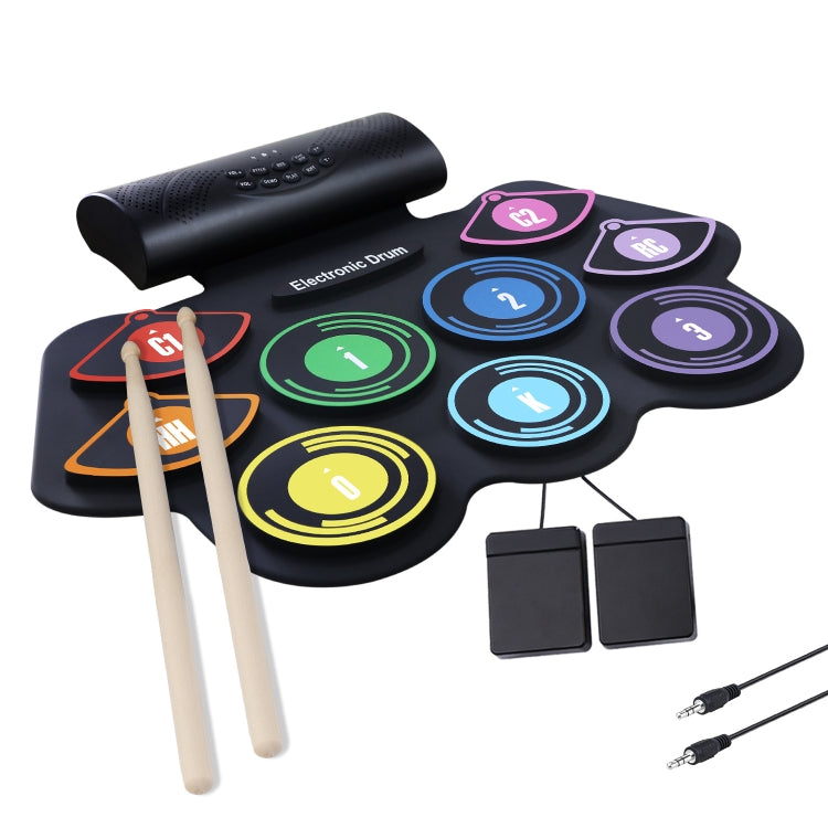 Hand-Rolled Drum Set Color Electronic Drum Lithium Battery Rechargeable Silicone Drum Set - Percussion Instruments by buy2fix | Online Shopping UK | buy2fix