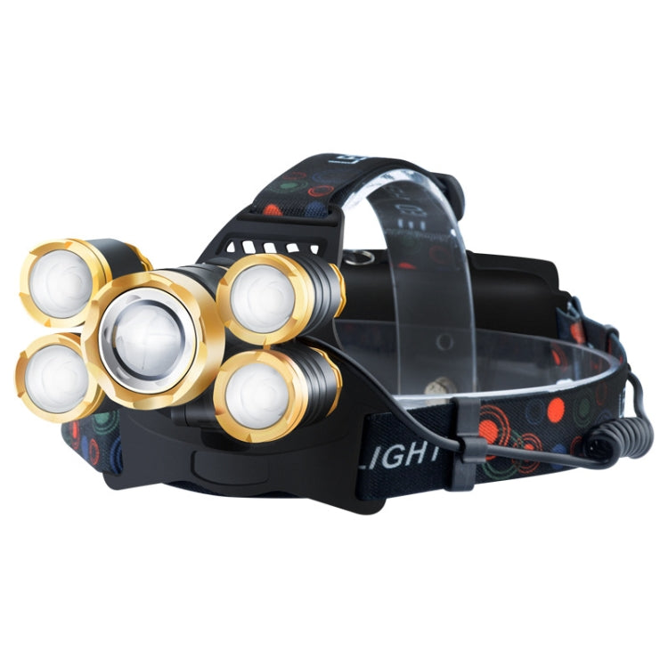 Rechargeable Waterproof Outdoor Headlight Zoom Sensor Light, Colour: Golden Non-sensing (No Battery, Charger) - Headlamp by buy2fix | Online Shopping UK | buy2fix