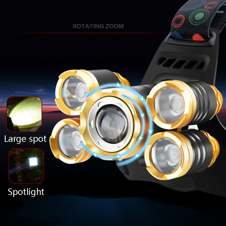 Rechargeable Waterproof Outdoor Headlight Zoom Sensor Light, Colour: Golden Non-sensing (No Battery, Charger) - Headlamp by buy2fix | Online Shopping UK | buy2fix