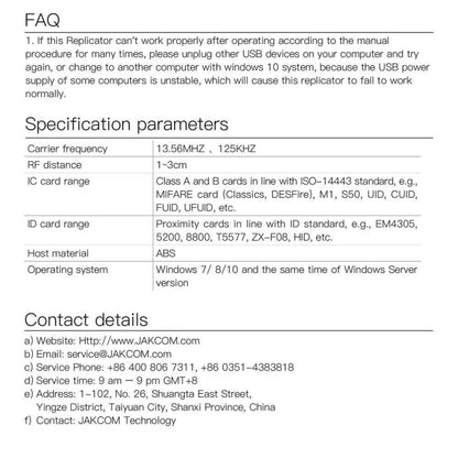 JAKCOM CD2 Access Control Proximity Card Duplicator RFID/ICID Card Reader Card Reader - Access Card by JAKCOM | Online Shopping UK | buy2fix