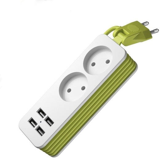 Power Strip 1/2 EU Plug 4 USB Port 1200W 250V 1.5m Cable Wall Portable Multiple Socket EU Plug Outlets(2 OUTLET 4USB) - Consumer Electronics by buy2fix | Online Shopping UK | buy2fix