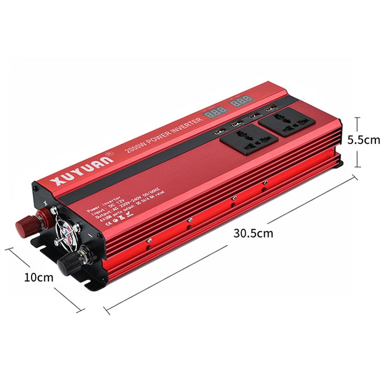 XUYUAN 2000W Car Inverter with USB Display Converter, Specification: 24V to 220V -  by Car Inverter | Online Shopping UK | buy2fix