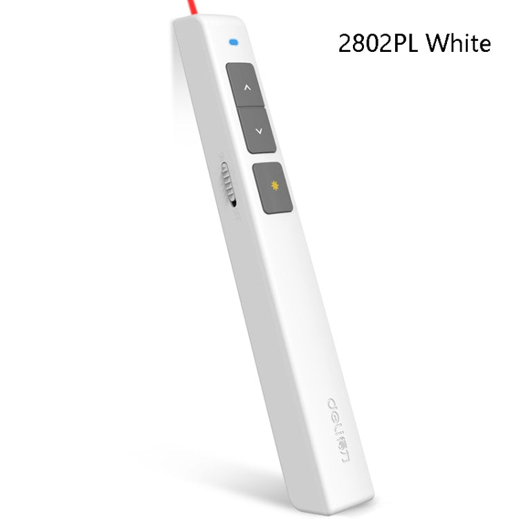 Deli 2.4GHz Laser Page Turning Pen Rechargeable Speech Projector Pen, Model: 2802PL (White) -  by Deli | Online Shopping UK | buy2fix