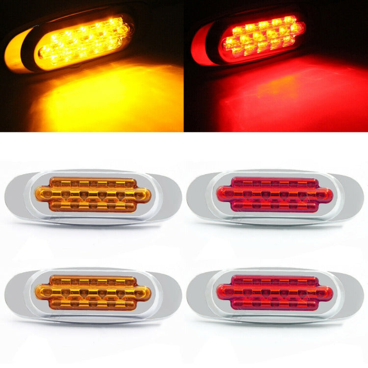 12-24V 16 LEDs Electroplating Side Lights Side Tail Lights Cargo Truck Modification Light, Colour: Yellow (2 Lines Always Bright) - Warning Lights by buy2fix | Online Shopping UK | buy2fix