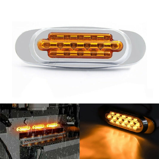 12-24V 16 LEDs Electroplating Side Lights Side Tail Lights Cargo Truck Modification Light, Colour: Yellow (High and Low Light 3 Lines) - Warning Lights by buy2fix | Online Shopping UK | buy2fix