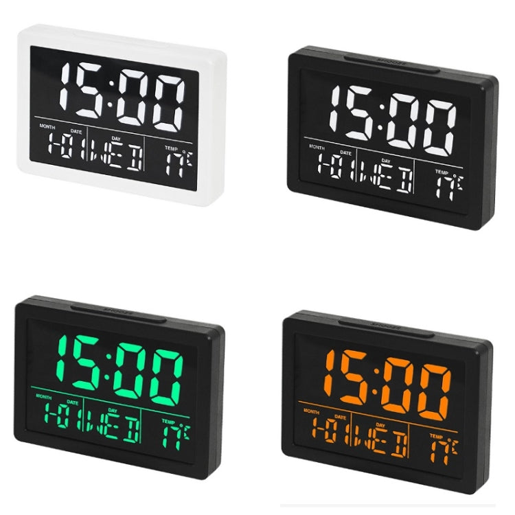 Large Screen LED Clock Bedside Multifunctional Electronic Alarm Clock(Black Shell White Light) - Home & Garden by buy2fix | Online Shopping UK | buy2fix