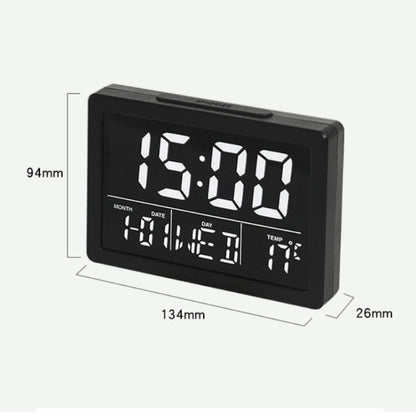 Large Screen LED Clock Bedside Multifunctional Electronic Alarm Clock(Black Shell White Light) - Home & Garden by buy2fix | Online Shopping UK | buy2fix