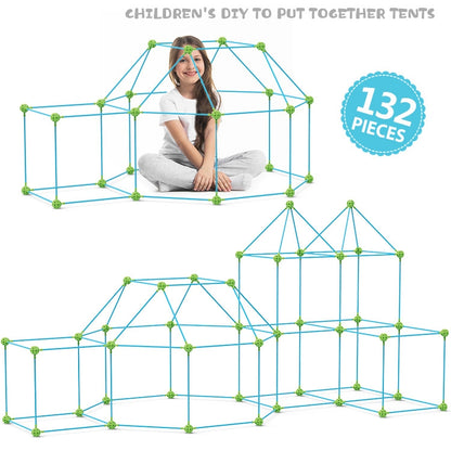 132 in 1 DIY Tent Toy Assembling Play House DIY Children Tent Building Toy(  Square-Blue) - Toy Sports by buy2fix | Online Shopping UK | buy2fix