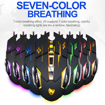 T-WOLF V6 USB Interface 6-Buttons 3200 DPI Wired Mouse Gaming Mechanical Macro Programming 7-Color Luminous Gaming Mouse, Cable Length: 1.5m(Macro Definition Audio Version White) - Wired Mice by T-WOLF | Online Shopping UK | buy2fix