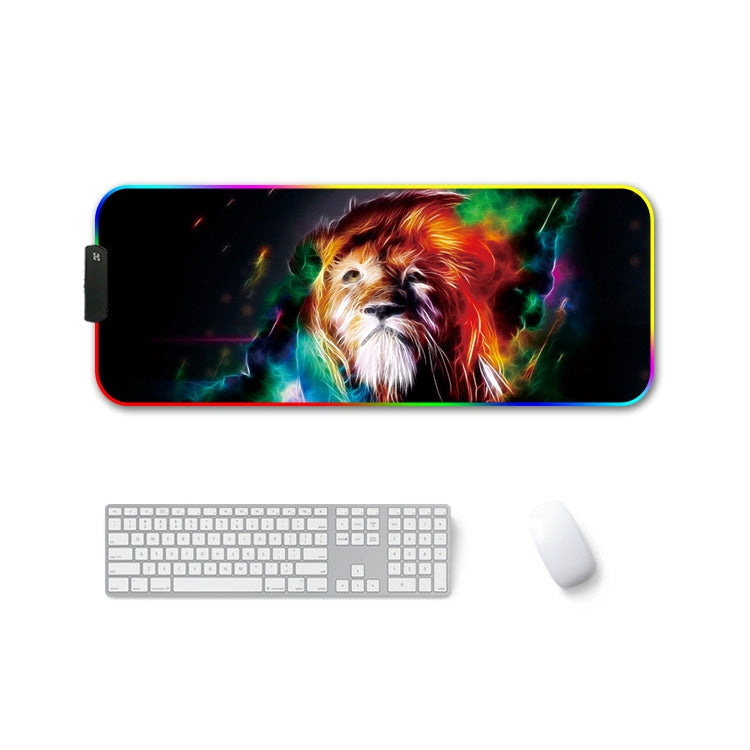 300x350x4mm F-01 Rubber Thermal Transfer RGB Luminous Non-Slip Mouse Pad(Colorful Lion) - Mouse Pads by buy2fix | Online Shopping UK | buy2fix