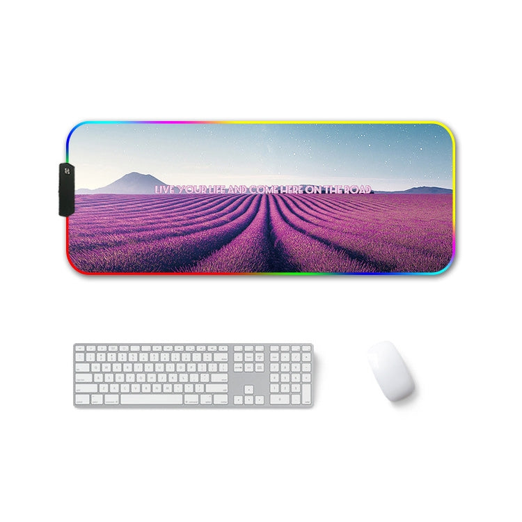 350x600x4mm F-01 Rubber Thermal Transfer RGB Luminous Non-Slip Mouse Pad(Lavender) - Mouse Pads by buy2fix | Online Shopping UK | buy2fix