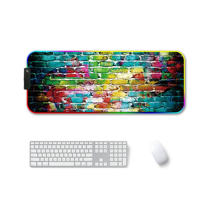 350x600x4mm F-01 Rubber Thermal Transfer RGB Luminous Non-Slip Mouse Pad(Colorful Brick) - Mouse Pads by buy2fix | Online Shopping UK | buy2fix