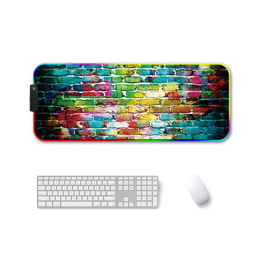 350x900x4mm F-01 Rubber Thermal Transfer RGB Luminous Non-Slip Mouse Pad(Colorful Brick) - Mouse Pads by buy2fix | Online Shopping UK | buy2fix