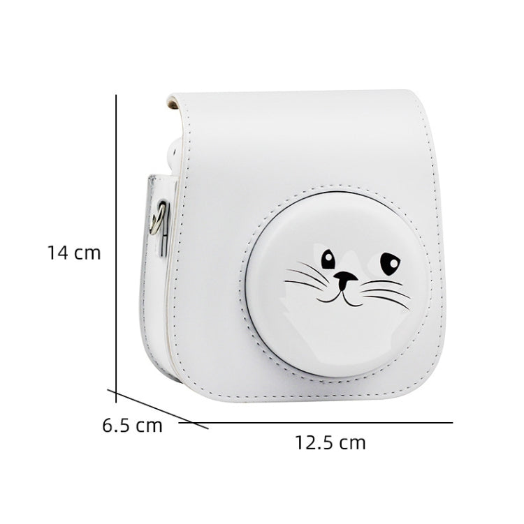 Cartoon Full Body Camera PU Leather Case Bag with Strap for FUJIFILM instax mini 9 / mini 11 / mini 8(Gray White Kitten) - Camera Accessories by buy2fix | Online Shopping UK | buy2fix