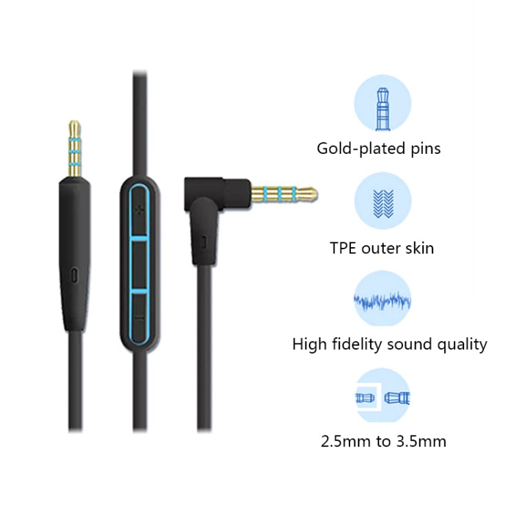 3 PCS 3.5mm to 2.5mm Audio Cable with Mic For Bose QC25/QC35/OE2, Length: 1.4m(Blue) - Cable & Splitter by buy2fix | Online Shopping UK | buy2fix