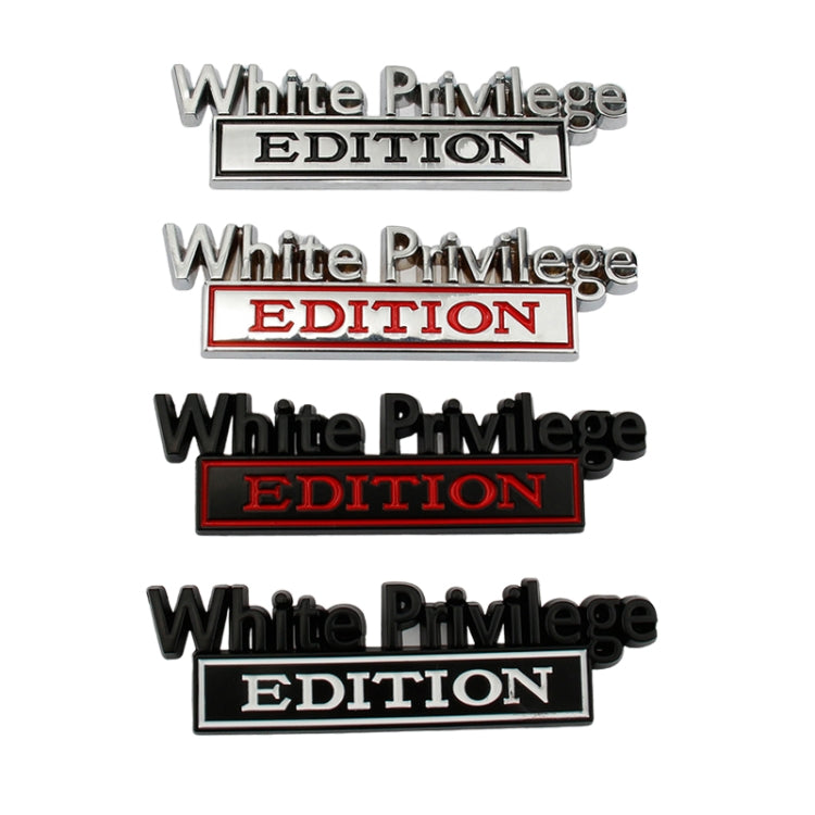 2 PCS Car Metal Leaf Board Car Logo White Privilege Edition Modified Car Body Sticker Sign(Black White) - Decorative Sticker by buy2fix | Online Shopping UK | buy2fix