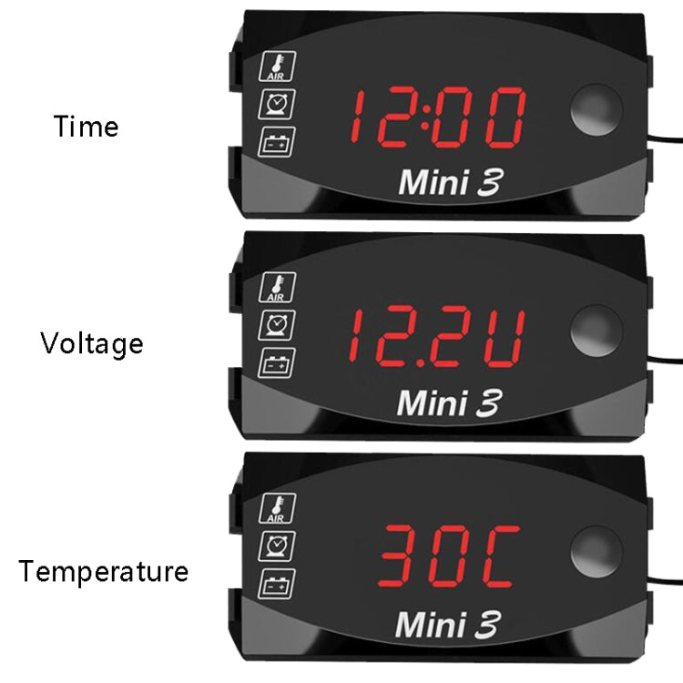 Voltage Clock And Temperature 3 In 1 LED Electronic Meter Large-Screen Digital Display Waterproof And Dustproof Voltmeter(Blue Light) - In Car by buy2fix | Online Shopping UK | buy2fix