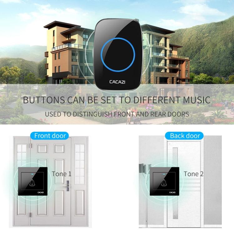 CACAZI H10 1 For 2 Home Wireless Music Doorbell without Battery, Plug:EU Plug(White) - Wireless Doorbell by CACAZI | Online Shopping UK | buy2fix