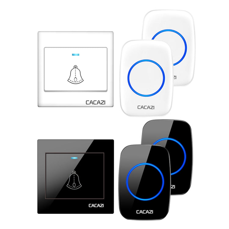 CACAZI H10 1 For 2 Home Wireless Music Doorbell without Battery, Plug:UK Plug(Black) - Wireless Doorbell by CACAZI | Online Shopping UK | buy2fix