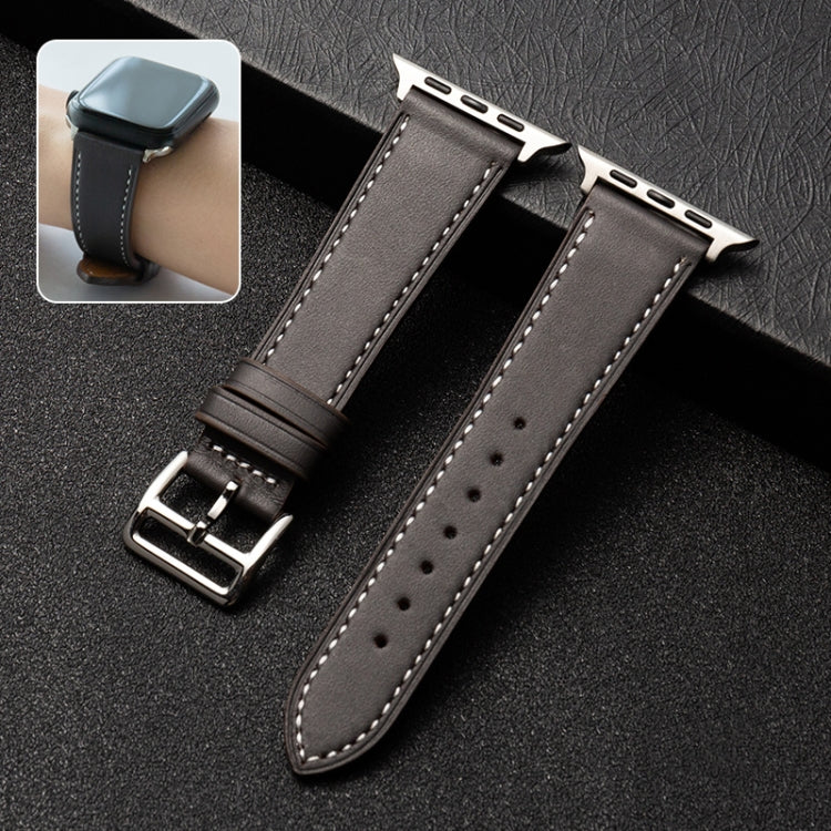 Cowhide Leather Strap Watch Band For Apple Watch Series 8&7 41mm / SE 2&6&SE&5&4 40mm / 3&2&1 38mm(Dark Brown) - Watch Bands by buy2fix | Online Shopping UK | buy2fix