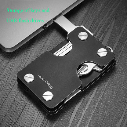 New-Bring Metal Card Holder Multifunctional  EDC Wallet Can Store Keys & U Disk(Carbon Fiber) - Home & Garden by New-Bring | Online Shopping UK | buy2fix