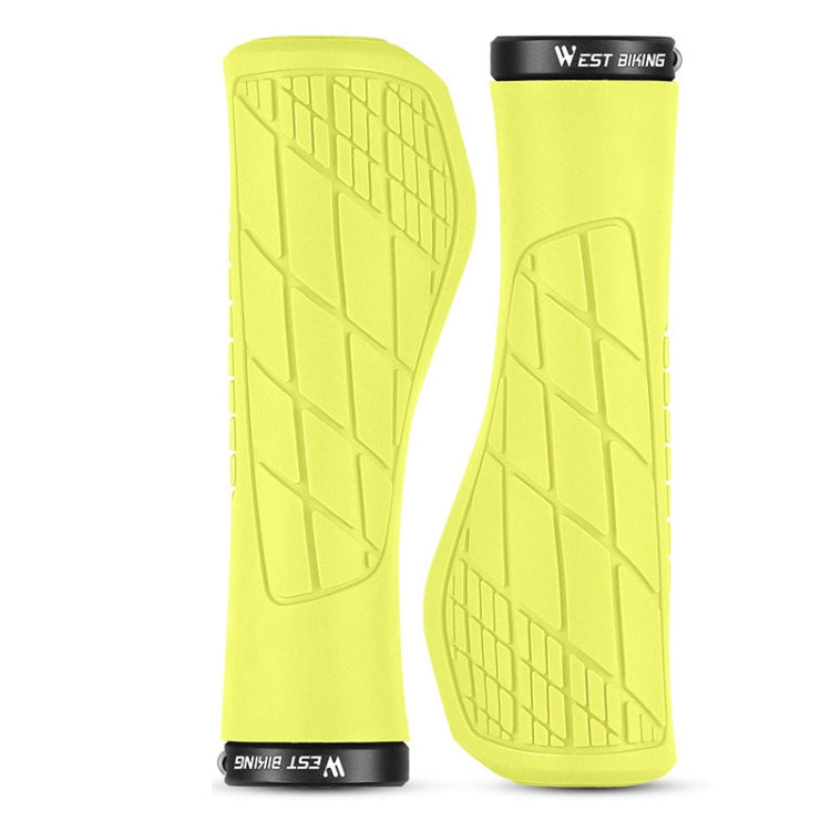 1 Pair WEST BIKING YP0804060 Bicycle Grips Mountain Bike Non-Slip Rubber Grips(Yellow) - Outdoor & Sports by WEST BIKING | Online Shopping UK | buy2fix