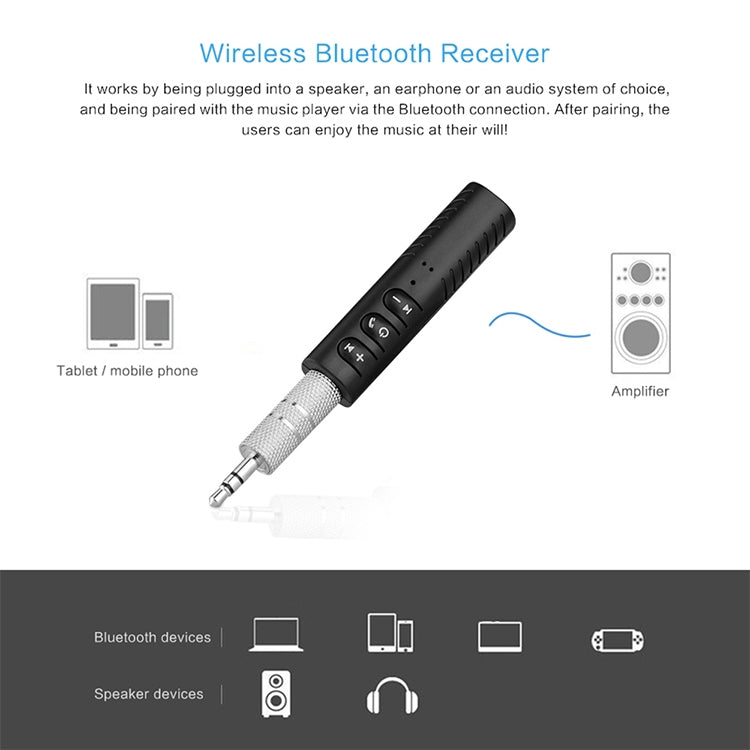 H-139 3.5mm Lavalier Bluetooth Audio Receiver with Metal Adapter(Blue) - Apple Accessories by buy2fix | Online Shopping UK | buy2fix