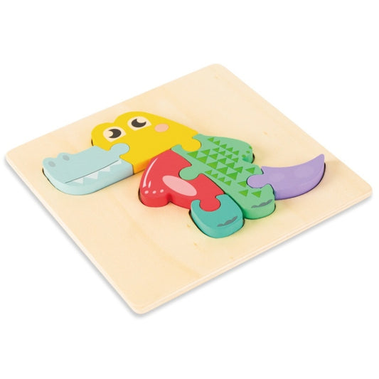 3 PCS Early Childhood Education Wooden Three-Dimensional Jigsaw Puzzle Toy(Crocodile) - Puzzle Toys by buy2fix | Online Shopping UK | buy2fix