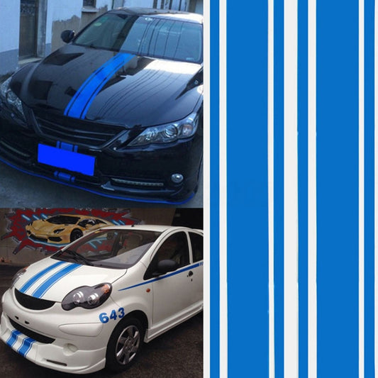 2 PCS Car Hood Stickers Modified Racing Striped Ethylene Body Sticker(Blue) - In Car by buy2fix | Online Shopping UK | buy2fix