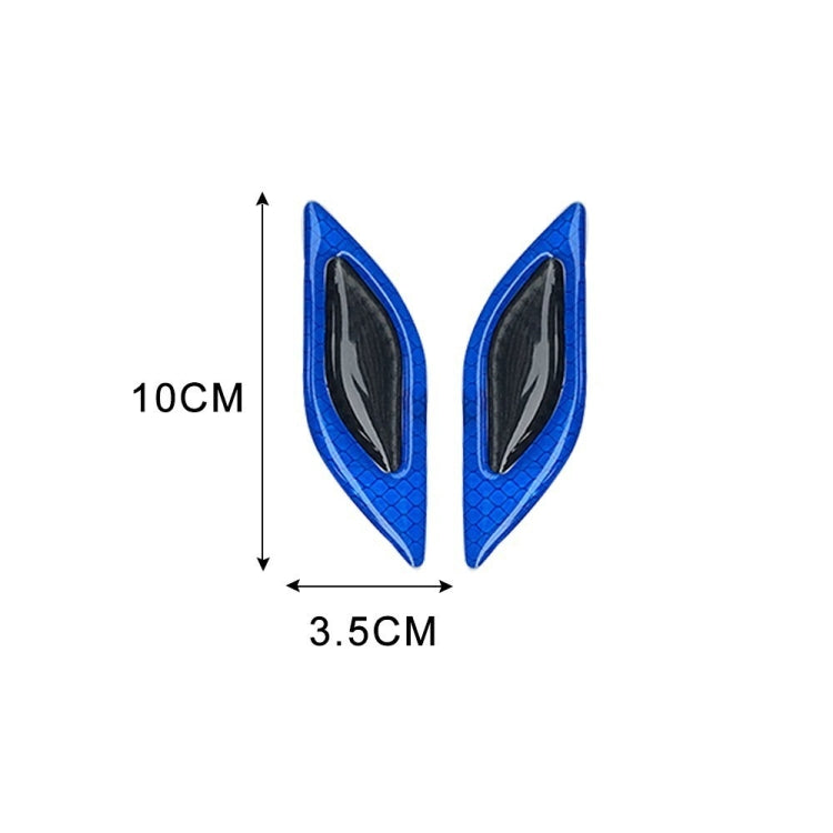 2 Sets Carbon Fiber Warning Sticker Car Anti-Collision Strip Leaf Plate Reflective Sticker Hood Light Eyebrow Anti-Collision Drops Sticker(6 PCS  (Blue)) - In Car by buy2fix | Online Shopping UK | buy2fix