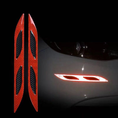 2 Sets Carbon Fiber Warning Sticker Car Anti-Collision Strip Leaf Plate Reflective Sticker Hood Light Eyebrow Anti-Collision Drops Sticker(4 PCS   (Bumper Red)) - In Car by buy2fix | Online Shopping UK | buy2fix