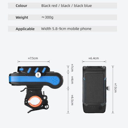 BG-2021 Bicycle Front Light 4 In 1 Mobile Phone Holder Horn Light Mountain Bike Front Light, Colour: 4000 MAH Blue - Headlights by buy2fix | Online Shopping UK | buy2fix