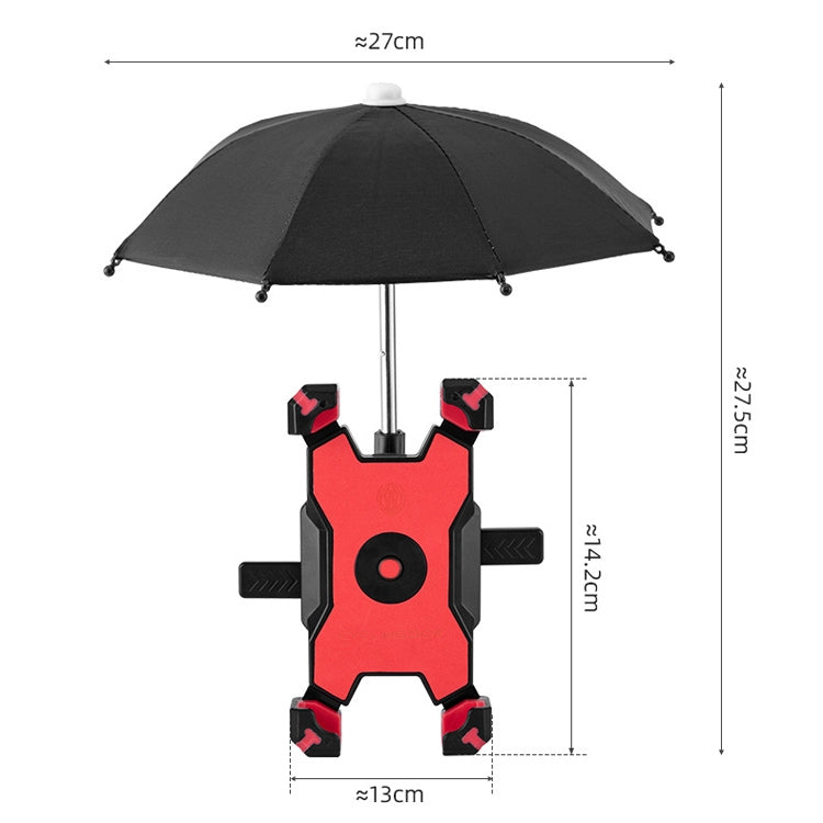 CYCLINGBOX Bicycle Mobile Phone Bracket With Parasol Rider Mobile Phone Frame, Style: Handlebar Installation (Red) - Outdoor & Sports by CYCLINGBOX | Online Shopping UK | buy2fix