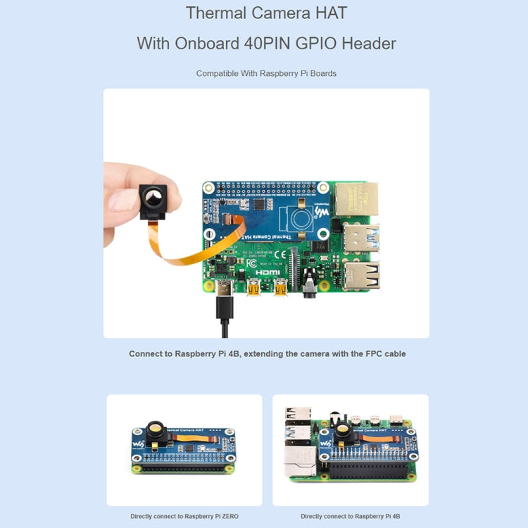 Waveshare Long-Wave IR Thermal Imaging Camera Module, 80×62 Pixels, 45°FOV(40PIN GPIO Header) - Module by Waveshare | Online Shopping UK | buy2fix