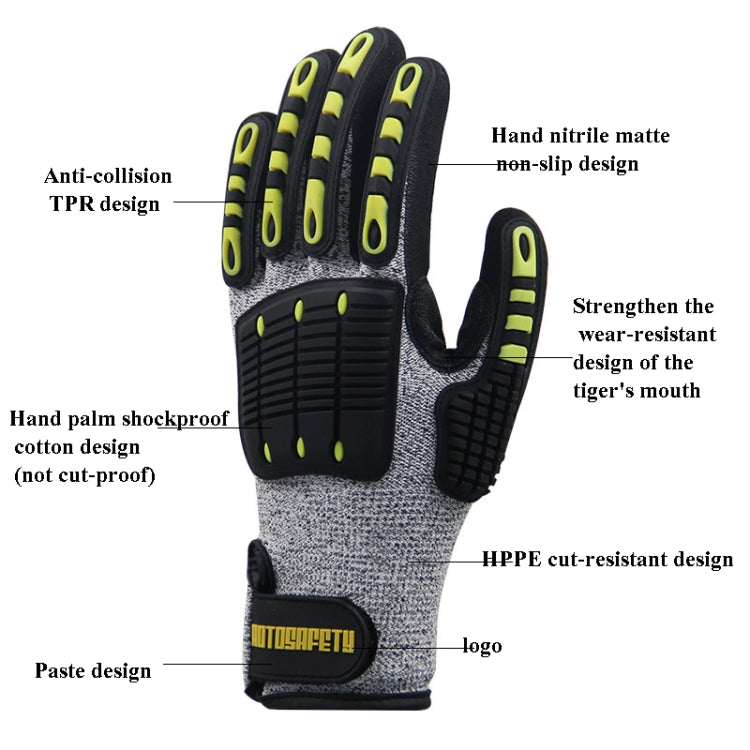 ROTOSAFETY RZT-HFZ20 Shock-Proof Anti-Smashing Anti-Cutting Anti-Collision Gloves TPR Mechanical Maintenance Fire Rescue Miners Mining Anti-Stab Gloves, Size: XL - Workplace Safety Supplies by buy2fix | Online Shopping UK | buy2fix