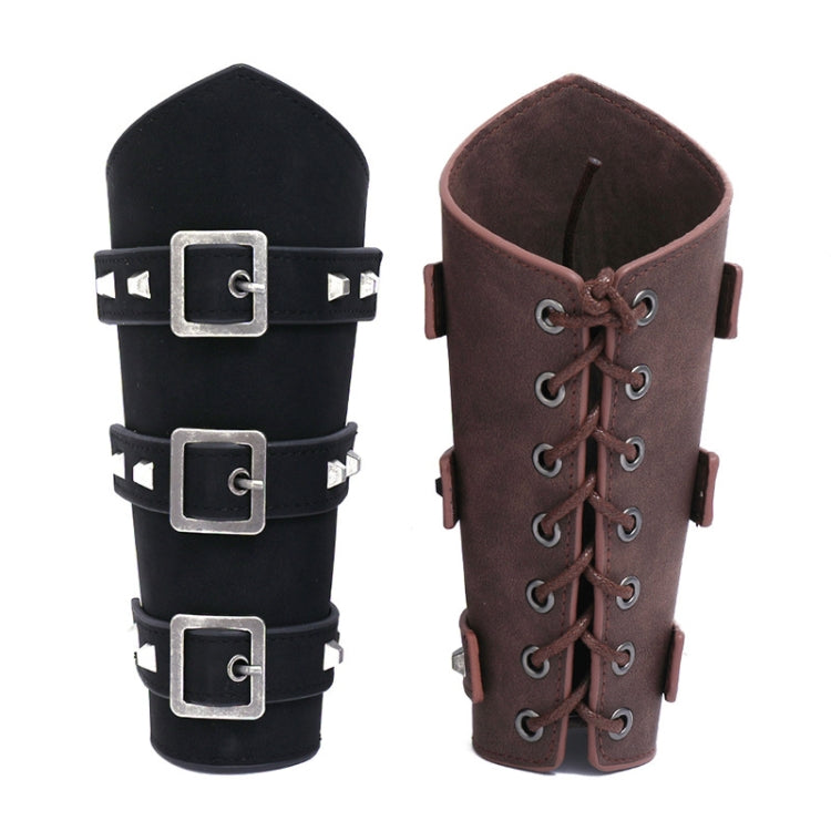 P01994 Men Leather Bracer Personality Punk Riding Arm Guard(Brown) - Outdoor & Sports by buy2fix | Online Shopping UK | buy2fix