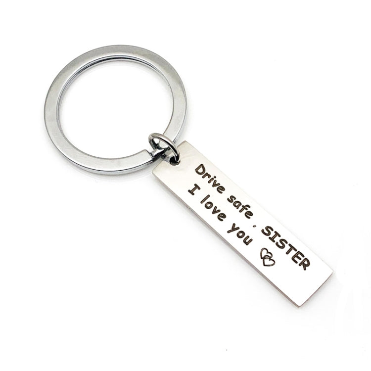 10 PCS C1010 Drive Safe Stainless Steel Tag Keychain 10x40mm(Sister) - In Car by buy2fix | Online Shopping UK | buy2fix