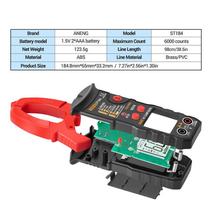 ANENG ST184 Automatically Identify Clamp-On Smart Digital Multimeter(Red) - Consumer Electronics by ANENG | Online Shopping UK | buy2fix