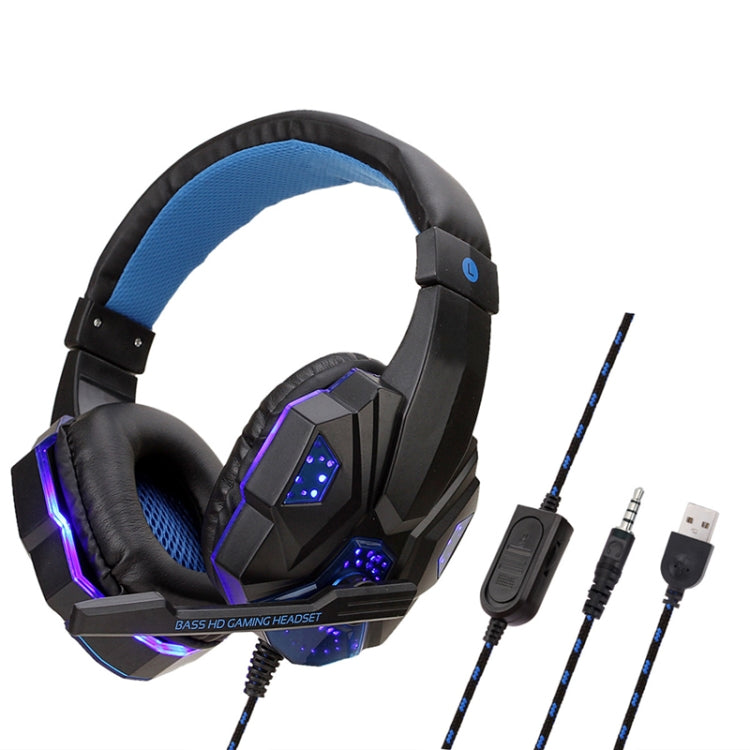 Soyto SY830 Computer Games Luminous Wired Headset, Color: For PS4 (Black Blue) - Multimedia Headset by Soyto | Online Shopping UK | buy2fix