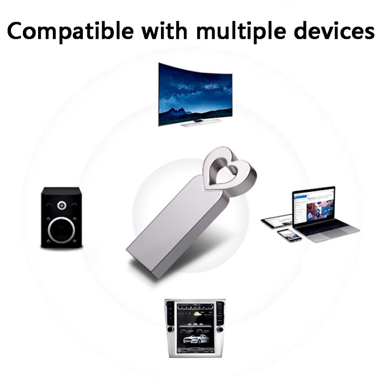 Zshqu2 Heart-Shaped USB 2.0 High Speed Metal USB Flash Drives, Capacity: 32GB(White) - USB Flash Drives by buy2fix | Online Shopping UK | buy2fix