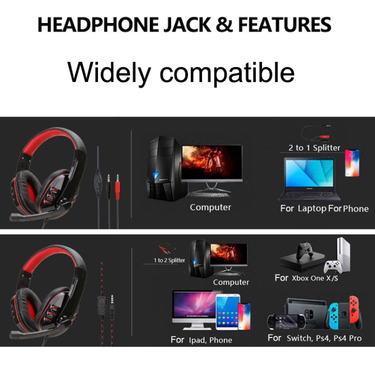 Soyto SY733MV Gaming Computer Headset For PC (Black Red) - Multimedia Headset by Soyto | Online Shopping UK | buy2fix